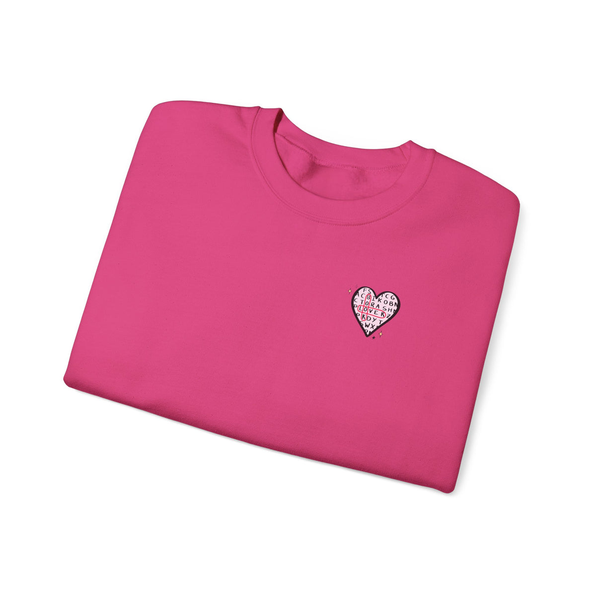 Book Lover! Pink Heart Graphic Sweatshirt, Cozy Crewneck Sweatshirt