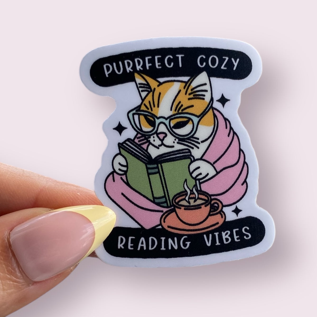 Purrfect Cozy Reading Vibes Cozy Cat Reading Sticker