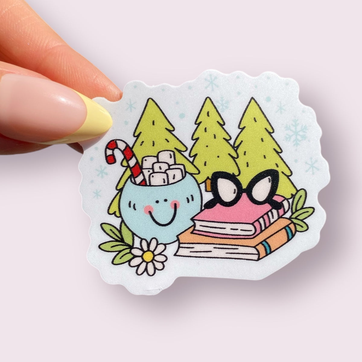 Hot Cocoa Candy Cane Holiday Book Reader Bookish Sticker