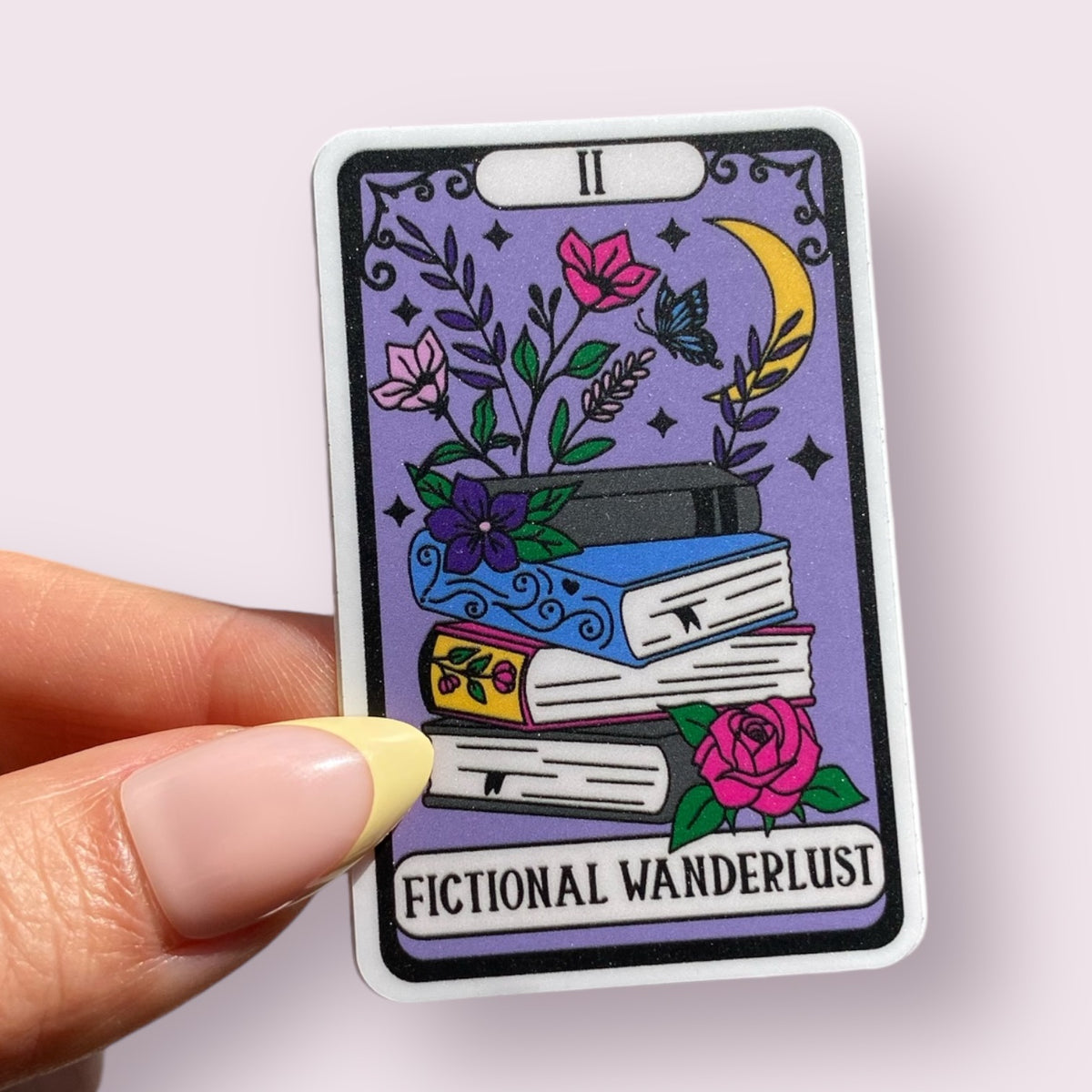 Fictional Wanderlust  With Books Flowers Tarot Card Bookish Sticker